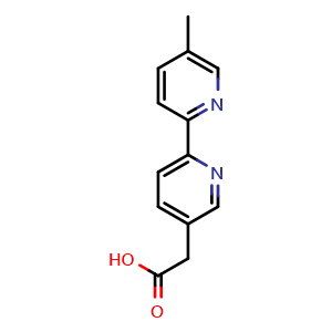 Chemical structure of 2-[6-(5-methylpyridin-2-yl)pyridin-3-yl]aceticacid , CAS 202530-91-4, AChemBlock AD278329
