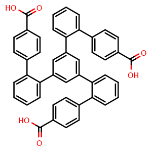 Chemical structure of 5''-(4'-Carboxy-[1,1'-biphenyl]-2-yl)-[1,1':2',1'':3'',1''':2''',1''''-quinquephenyl]-4,4''''-dicarboxylic acid , CAS 1351983-66-8, AChemBlock AD278330