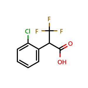 Chemical structure of 2-(2-Chlorophenyl)-3,3,3-trifluoropropanoic acid , CAS 1780171-58-5, AChemBlock AD278336