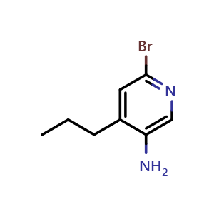 Chemical structure of 2-Bromo-5-amino-4-(n-propyl)pyridine , CAS 1381933-12-5, AChemBlock AD278339