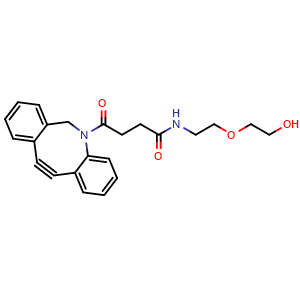 Chemical structure of 4-(11,12-Didehydrodibenz[b,f]azocin-5(6H)-yl)-N-(2-(2-hydroxyethoxy)ethyl)-4-oxobutanamide , CAS 2754384-62-6, AChemBlock AD278353