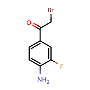 Chemical structure of 1-(4-Amino-3-fluorophenyl)-2-bromoethanone , CAS 97760-89-9, AChemBlock AD278369
