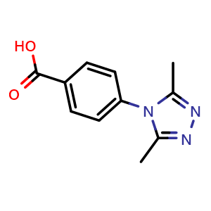 Chemical structure of 4-(3,5-Dimethyl-4H-1,2,4-triazol-4-yl)benzoic acid , CAS 1208535-49-2, AChemBlock AD278374