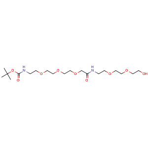 Chemical structure of 1,1-Dimethylethyl 22-hydroxy-13-oxo-5,8,11,17,20-pentaoxa-2,14-diazadocosanoate , CAS 1801273-36-8, AChemBlock AD278391