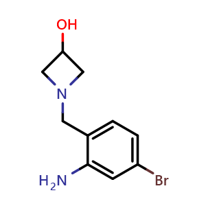 Chemical structure of 1-[(2-Amino-4-bromophenyl)methyl]-3-azetidinol , CAS 1858981-09-5, AChemBlock AD278393