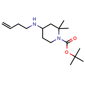 Chemical structure of 1,1-Dimethylethyl 4-(3-buten-1-ylamino)-2,2-dimethyl-1-piperidinecarboxylate , CAS 2000113-33-5, AChemBlock AD278396