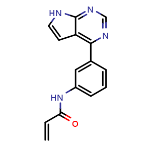 Chemical structure of N-[3-(7H-Pyrrolo[2,3-d]pyrimidin-4-yl)phenyl]-2-propenamide , CAS 1962125-80-9, AChemBlock AD278400
