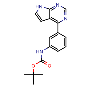 Chemical structure of tert-Butyl (3-(7H-pyrrolo[2,3-d]pyrimidin-4-yl)phenyl)carbamate , CAS 2921922-25-8, AChemBlock AD278401