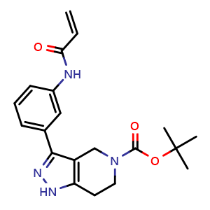 Chemical structure of 1,1-Dimethylethyl 1,4,6,7-tetrahydro-3-[3-[(1-oxo-2-propen-1-yl)amino]phenyl]-5H-pyrazolo[4,3-c]pyridine-5-carboxylate , CAS 2283355-62-2, AChemBlock AD278406