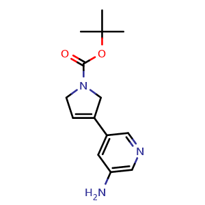 Chemical structure of tert-Butyl-3-(5-amino-3-pyridyl)-2,5-dihydropyrrole-1-carboxylate , CAS 1638900-59-0, AChemBlock AD278408