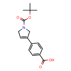 Chemical structure of 1-(1,1-Dimethylethyl) 3-(4-carboxyphenyl)-2,5-dihydro-1H-pyrrole-1-carboxylate , CAS 1781064-02-5, AChemBlock AD278409