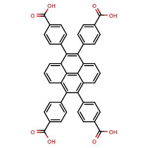Chemical structure of 4,4',4'',4'''-(Pyrene-4,5,9,10-tetrayl)tetrabenzoic acid , CAS 2629901-73-9, AChemBlock AD278419