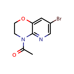 Chemical structure of 1-(7-Bromo-2,3-dihydropyrido[3,2-b][1,4]oxazin-4-yl)ethanone , CAS 566158-30-3, AChemBlock AD278426