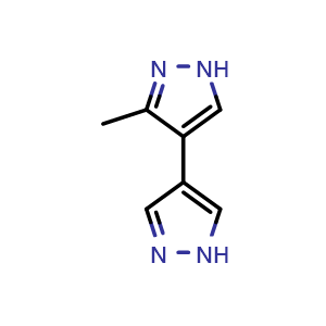 Chemical structure of 3-methyl-4-(1H-pyrazol-4-yl)-1H-pyrazole , CAS 1935059-48-5, AChemBlock AD278427