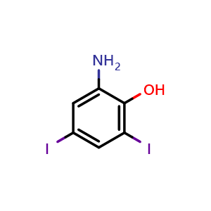 Chemical structure of 2-Amino-4,6-diiodophenol , CAS 98139-02-7, AChemBlock AD278429