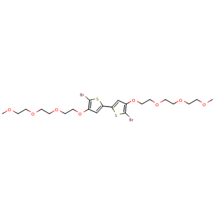 Chemical structure of 5,5'-Dibromo-4,4'-bis(2-(2-(2-methoxyethoxy)ethoxy)ethoxy)-2,2'-bithiophene , CAS 1404493-47-5, AChemBlock AD278430