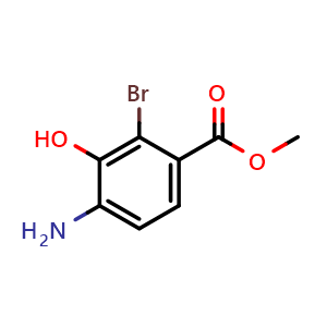 Chemical structure of Methyl 4-amino-2-bromo-3-hydroxybenzoate , CAS 1379309-30-4, AChemBlock AD278435