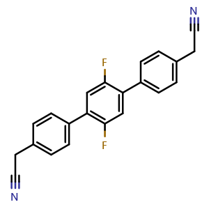 Chemical structure of 2,2'-(2',5'-Difluoro-[1,1':4',1''-terphenyl]-4,4''-diyl)diacetonitrile , CAS 2730892-83-6, AChemBlock AD278440
