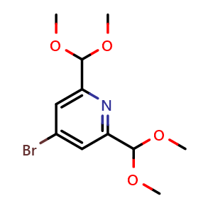 Chemical structure of 4-Bromo-2,6-bis(dimethoxymethyl)pyridine , CAS 3006878-51-6, AChemBlock AD278442