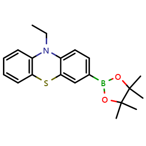 Chemical structure of 10-Ethyl-3-(4,4,5,5-tetramethyl-1,3,2-dioxaborolan-2-yl)-10H-phenothiazine , CAS 1391138-78-5, AChemBlock AD278448
