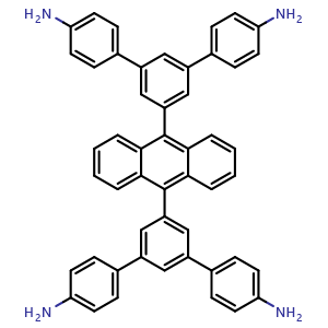 Chemical structure of 5',5''''-(anthracene-9,10-diyl)bis(([1,1':3',1''-terphenyl]-4,4''-diamine)) , CAS 2952705-78-9, AChemBlock AD278453