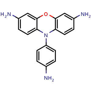 Chemical structure of 10-(4-Aminophenyl)-10H-phenoxazine-3,7-diamine , CAS 98155-57-8, AChemBlock AD278455
