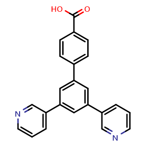 Chemical structure of 3',5'-di(Pyridin-3-yl)-[1,1'-biphenyl]-4-carboxylic acid , CAS 2409618-74-0, AChemBlock AD278457