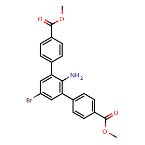 Chemical structure of Dimethyl 2'-amino-5'-bromo-[1,1':3',1''-terphenyl]-4,4''-dicarboxylate , CAS 2869793-34-8, AChemBlock AD278471