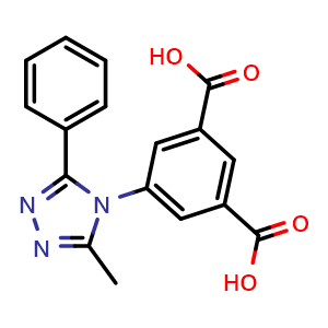 Chemical structure of 5-(3-Methyl-5-phenyl-4H-1,2,4-triazol-4-yl)-1,3-benzenedicarboxylic acid , CAS 1623060-79-6, AChemBlock AD278478