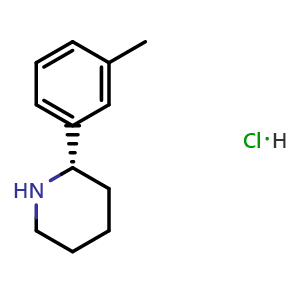 Chemical structure of (S)-2-(m-Tolyl)piperidine hydrochloride , CAS 1391455-04-1, AChemBlock AD278481