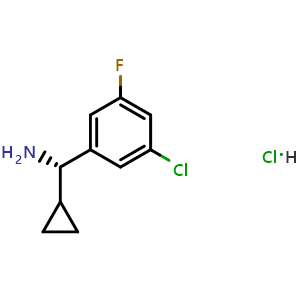 Chemical structure of (S)-(3-Chloro-5-fluorophenyl)(cyclopropyl)methanamine hydrochloride , CAS 2989880-06-8, AChemBlock AD278487