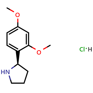 Chemical structure of (R)-2-(2,4-Dimethoxyphenyl)pyrrolidine hydrochloride , CAS 1381928-78-4, AChemBlock AD278489