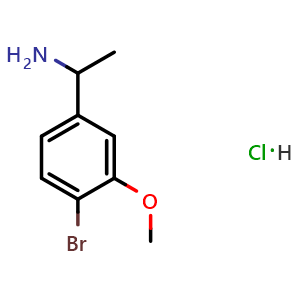 Chemical structure of 1-(4-Bromo-3-methoxyphenyl)ethan-1-amine hydrochloride , CAS 2578302-35-7, AChemBlock AD278492