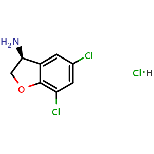 Chemical structure of (S)-5,7-Dichloro-2,3-dihydrobenzofuran-3-amine hydrochloride , CAS 2415751-61-8, AChemBlock AD278493
