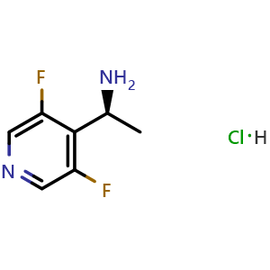 Chemical structure of (S)-1-(3,5-difluoropyridin-4-yl)ethan-1-amine hydrochloride , CAS 2708342-22-5, AChemBlock AD278494