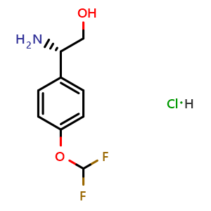 Chemical structure of (S)-2-Amino-2-(4-difluoromethoxy-phenyl)ethanol hydrochloride , CAS 1391571-43-9, AChemBlock AD278497