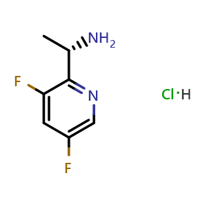 Chemical structure of (S)-1-(3,5-Difluoropyridin-2-yl)ethan-1-amine hydrochloride , CAS 2701379-49-7, AChemBlock AD278499