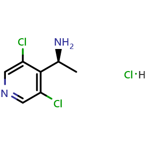 Chemical structure of (S)-1-(3,5-Dichloropyridin-4-yl)ethan-1-amine hydrochloride , CAS 2990328-18-0, AChemBlock AD278503