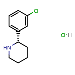 Chemical structure of (S)-2-(3-Chlorophenyl)piperidine hydrochloride , CAS 1391503-63-1, AChemBlock AD278514