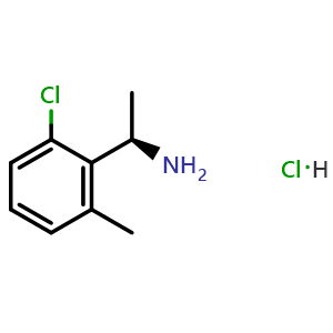 Chemical structure of (R)-1-(2-Chloro-6-methylphenyl)ethan-1-amine hydrochloride , CAS 2988629-69-0, AChemBlock AD278515