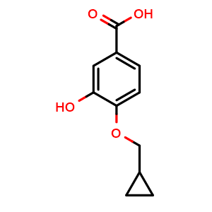 Chemical structure of 4-(Cyclopropylmethoxy)-3-hydroxybenzoic acid , CAS 1243391-01-6, AChemBlock AD278522