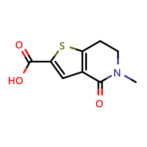 Chemical structure of 4,5,6,7-Tetrahydro-5-methyl-4-oxothieno[3,2-c]pyridine-2-carboxylic acid , CAS 1822649-00-2, AChemBlock AD278526