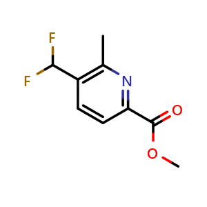 Chemical structure of Methyl 5-(difluoromethyl)-6-methyl-2-pyridinecarboxylate , CAS 1806773-44-3, AChemBlock AD278529