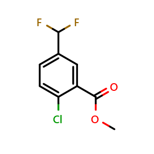 Chemical structure of Methyl 2-chloro-5-(difluoromethyl)benzoate , CAS 2112893-72-6, AChemBlock AD278530