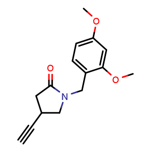 Chemical structure of 1-(2,4-Dimethoxybenzyl)-4-ethynylpyrrolidin-2-one , CAS 2922928-82-1, AChemBlock AD278531