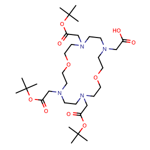 Chemical structure of 2-(7,13,16-Tris(2-(tert-butoxy)-2-oxoethyl)-1,10-dioxa-4,7,13,16-tetraazacyclooctadecan-4-yl)acetic acid , CAS 2487415-30-3, AChemBlock AD278546