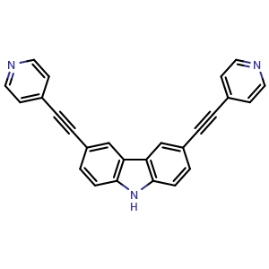 Chemical structure of 3,6-Bis[2-(4-pyridinyl)ethynyl]-9H-carbazole , CAS 1372528-54-5, AChemBlock AD278549