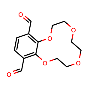 Chemical structure of 2,3,5,6,8,9-Hexahydrobenzo[b][1,4,7,10]tetraoxacyclododecine-11,14-dicarbaldehyde , CAS 1872410-57-5, AChemBlock AD278552