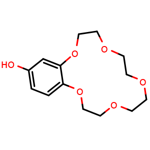 Chemical structure of 2,3,5,6,8,9,11,12-Octahydrobenzo[b][1,4,7,10,13]pentaoxacyclopentadecin-15-ol , CAS 76427-67-3, AChemBlock AD278568