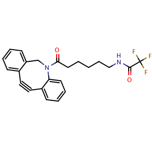 Chemical structure of N-[6-(11,12-Didehydrodibenz[b,f]azocin-5(6H)-yl)-6-oxohexyl]-2,2,2-trifluoroacetamide , CAS 1255942-04-1, AChemBlock AD278570
